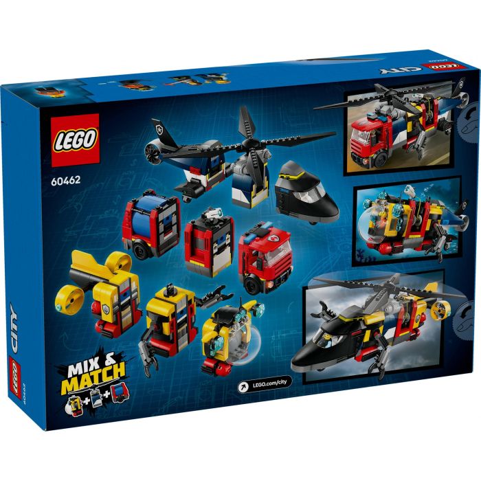 LEGO 60462 City Set de Construcción: Helicóptero, Camión de Bomberos y Submarino Modular - Juguete Infantil 7+ Años 9