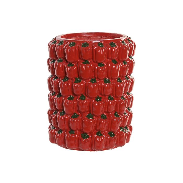 DKD Home Decor Jarrón Urban de Magnesia Rojo 25 x 31 x 25 cm (2 Unidades)