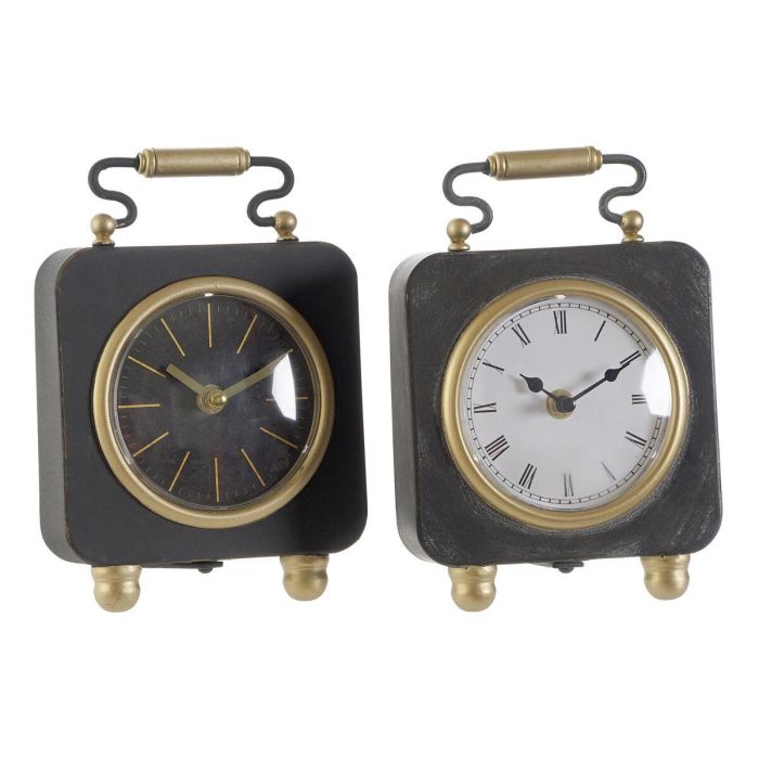 Reloj Sobremesa Loft DKD Home Decor Negro Plateado 5 x 21 x 14.5 cm (2 Unidades) Reloj Sobremesa Loft DKD Home Decor Negro Plateado 5 x 21 x 14.5 cm (2 Unidades)