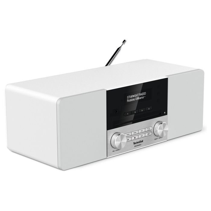 TechniSat Digitradio 3 | Radio digital DAB+ y FM | 20W RMS | Bluetooth 4.1 | USB | OLED | Mando incluido | Color Acero/Blanco