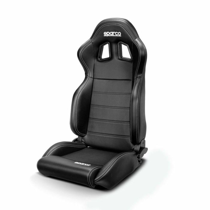 Sparco S009014NRSKY Asiento R100 Sky My2022 Negro Piel Sintética Reclinable, Ergonómico, Compacto y Fácil de Limpiar con Arneses 4 Puntos