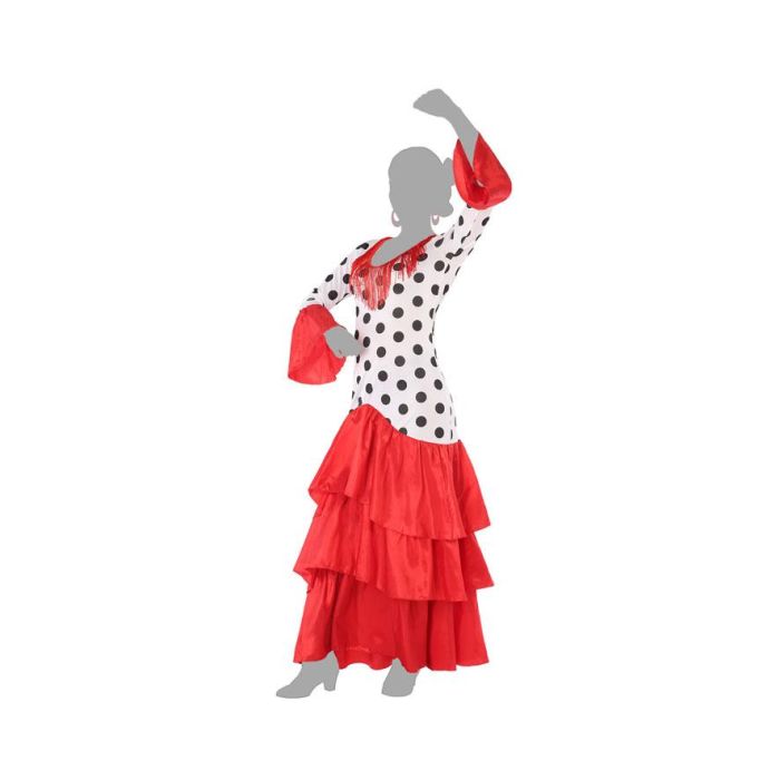 Disfraz Flamenca Sevillana Blanco Rojo Mujer Adulto XXL 4 Disfraz Flamenca Sevillana Blanco Rojo Mujer Adulto XXL 4