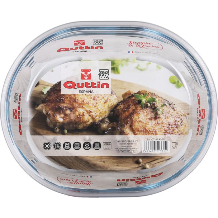 Fuente de vidrio oval Quttin, 23.5 x 19 cm, 1.5 litros (6 Unidades) 3 Fuente de vidrio oval Quttin, 23.5 x 19 cm, 1.5 litros (6 Unidades) 3
