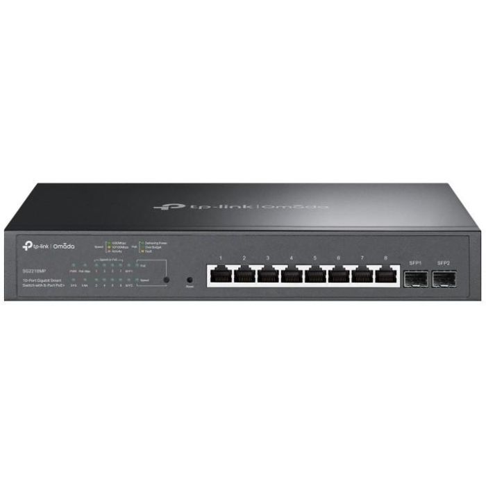TP-Link SG2210MP Switch Gestionable Gigabit PoE+ de 8 Puertos y 2 SFP para Sistema Omada con Presupuesto 150W