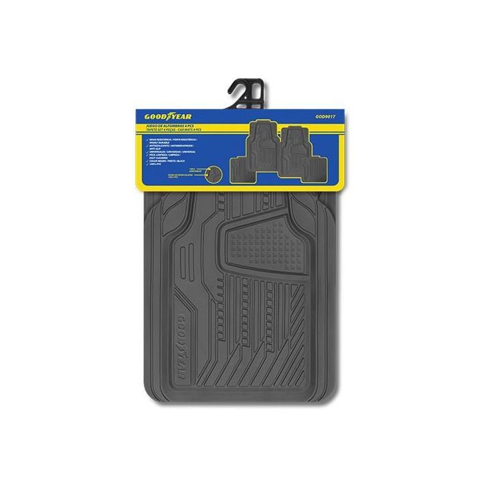 Set de Alfombrillas para Coche Goodyear GOD9017 Negro (4 pcs) 2 Set de Alfombrillas para Coche Goodyear GOD9017 Negro (4 pcs) 2