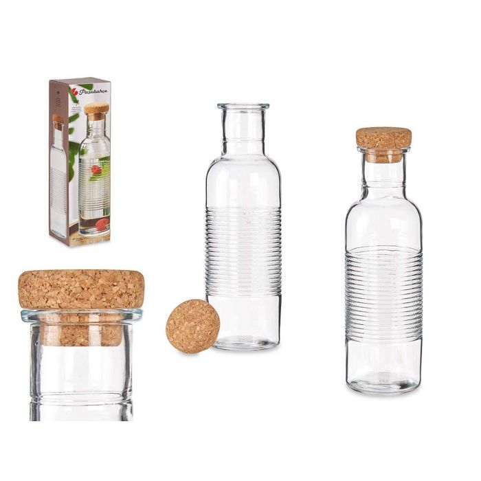 Pasabahce Botella Hoop con tapón de corcho 1070 ml, vidrio transparente (6 Unidades) Pasabahce Botella Hoop con tapón de corcho 1070 ml, vidrio transparente (6 Unidades)