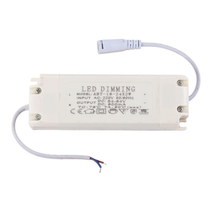 Driver Dimable LED 24W Salida 45-84VDC 600mA TRIAC Clase II ABT-18-24X2W GR-DRDIM-36W