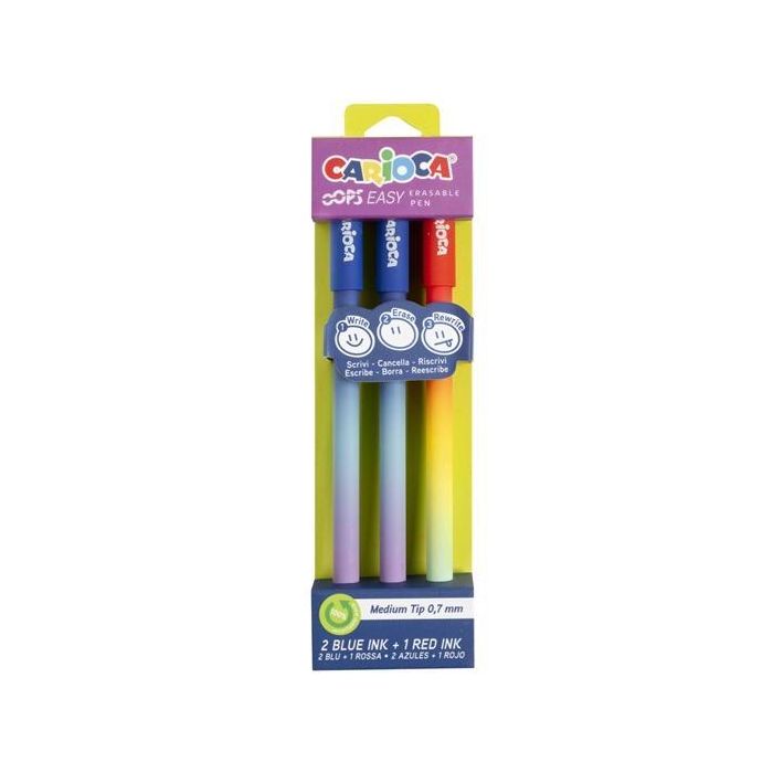 Carioca Bolígrafo Tinta Borrable Opps Easy 0.7 mm C-Surtidos Blíster 3 Ud