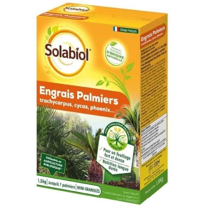 Solabiol SOPALMY15 Fertilizante para Palmeras (Trachycarpus, Cícadas, Phoenix) y Plantas Mediterráneas - Follaje Verde 1,5 Kg 1 Solabiol SOPALMY15 Fertilizante para Palmeras (Trachycarpus, Cícadas, Phoenix) y Plantas Mediterráneas - Follaje Verde 1,5 Kg 1