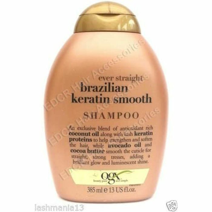 OGX Champú Queratina Brasileña Alisa, Nutre y Brillo, Anti-Frizz Cabello Ondulado Rizado, Sin Sulfatos ni Parabenos, 385 ml 1 OGX Champú Queratina Brasileña Alisa, Nutre y Brillo, Anti-Frizz Cabello Ondulado Rizado, Sin Sulfatos ni Parabenos, 385 ml 1