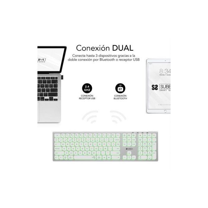 SUBBLIM Teclado Bluetooth/2.4G Master iluminado Ext P/B 1