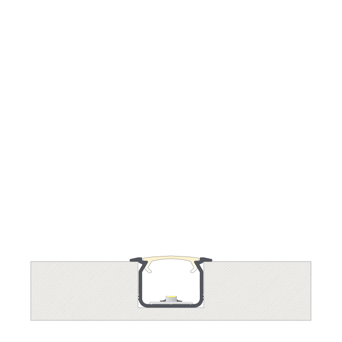 Perfíl Aluminio KIMERA-"UHRE" Anodizado Negro con Difusor Opal , Tapones y Clips Sujección 2,02M 3