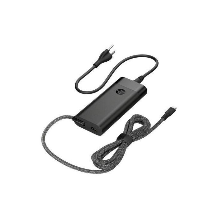 HP 110W Cargador USB-C de 100W y Puerto USB-A de 10W para Portátiles. Carga Simultánea de Laptop, Teléfonos y Tablets. Solución Dual. 1