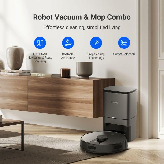 EZVIZ RE4 PLUS Aspirador Robot Negro 4000 Pa, LDS LiDAR, Auto Vaciado 90 Días, CS-RE4P-PBT2 8 EZVIZ RE4 PLUS Aspirador Robot Negro 4000 Pa, LDS LiDAR, Auto Vaciado 90 Días, CS-RE4P-PBT2 8