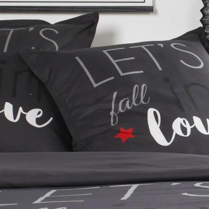 Juego de cama de algodón TODAY Love - 2 personas - 240 x 260 cm - Estampado gris 2