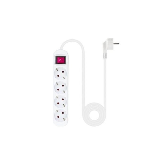 Nanocable 10.37.0004 Regleta con Interruptor, 4 Tomas de Corriente, Cable 1.4m, Protección Infantil, Toma de Tierra, 3680W, Blanca 1