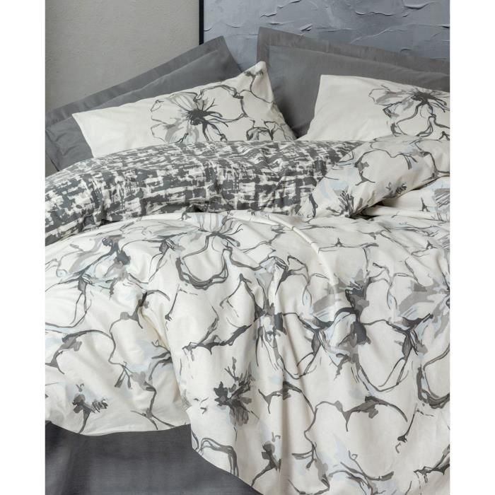 Juego de cama - 1 funda nórdica 220x240 cm + 2 fundas de almohada 60x60 cm - 100% algodón - Antracita 3 Juego de cama - 1 funda nórdica 220x240 cm + 2 fundas de almohada 60x60 cm - 100% algodón - Antracita 3