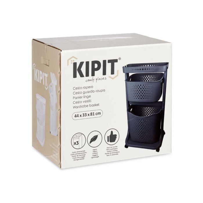 Kipit Ropero Plástico 2 Alturas Ruedas Antracita 18x81.5x43.5cm 2