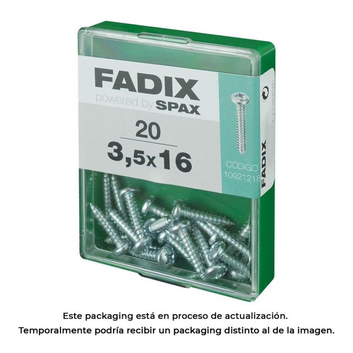 Fadix Tornillo Rosca Chapa cr Cinc de 3.5mm Diámetro x 16mm Largo - Caja de 20 Unidades 0 Fadix Tornillo Rosca Chapa cr Cinc de 3.5mm Diámetro x 16mm Largo - Caja de 20 Unidades 0