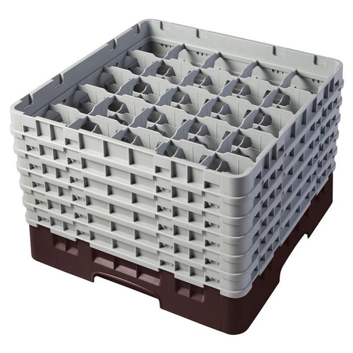 CAMBRO - 25S1114-167 - Cesta de lavado 25 comp. 6 alturas - 8,7 cm Ø máx. - alt. máx. 29,9 cm - 50 x 50 x 34,9 cm - Castaño