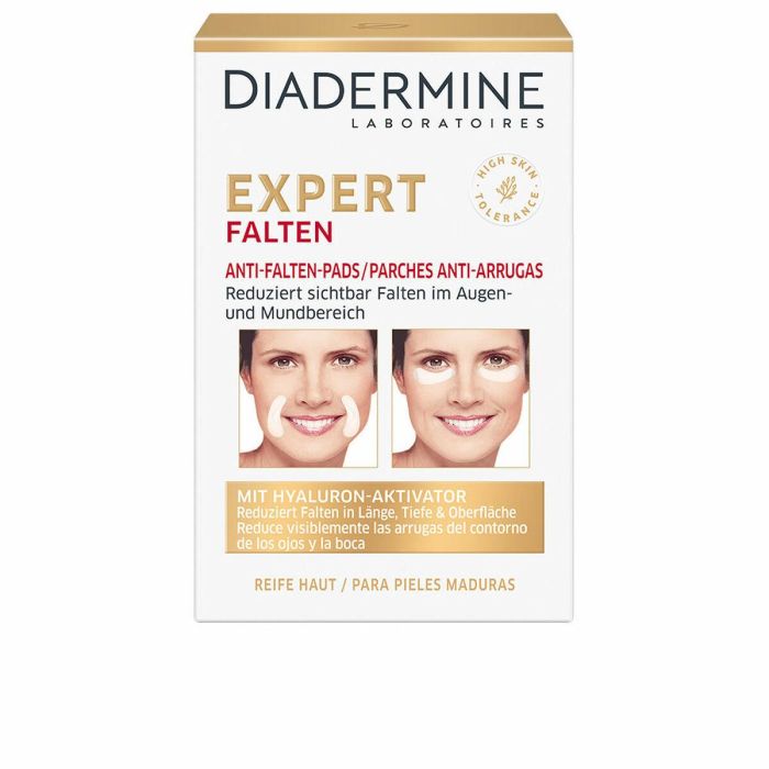 Diadermine Expert Parches Antiarrugas Piel Madura con Ácido Hialurónico para Contorno de Ojos y Boca, Anti Ojeras y Bolsas 6 Unidades