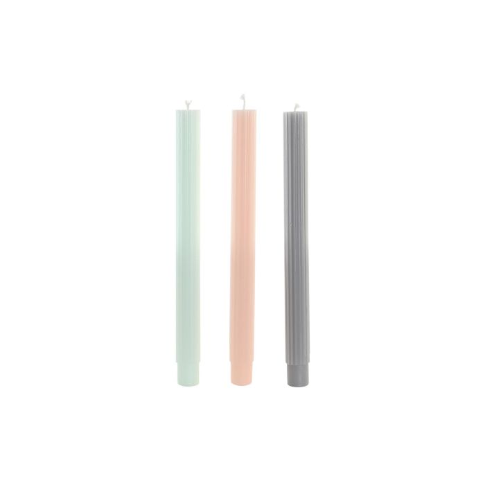 DKD Home Decor Vela Pilar Urban de Cera de 25cm Alto 98g Pack 12 Unidades Colores Surtidos (Verde, Rosa, Gris) 1