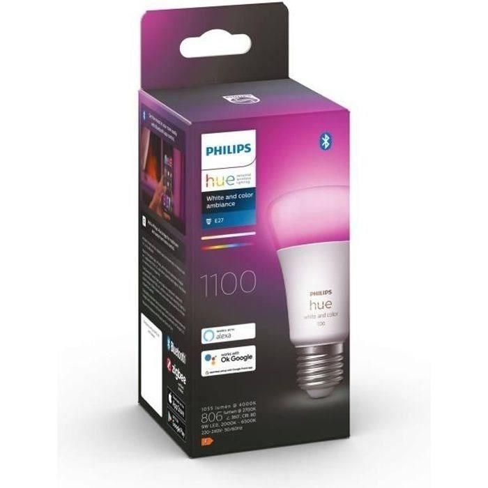 PHILIPS Hue White and Color Ambiance - Bombilla LED conectada 10W Equivalente 75W - E27 Bluetooth x1 PHILIPS Hue White and Color Ambiance - Bombilla LED conectada 10W Equivalente 75W - E27 Bluetooth x1