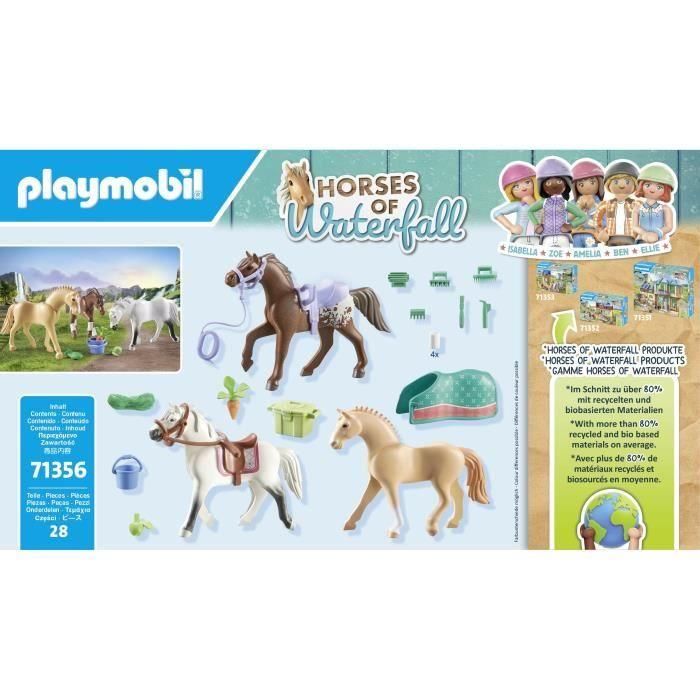 PLAYMOBIL 71356 3 caballos Morgan, Cuarto de Milla y Shagya - Caballos de la Cascada - A partir de 5 años 4