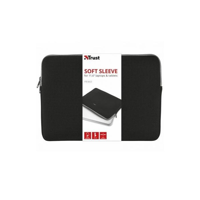 Funda Trust Primo Soft Sleeve para Portátiles/ Tablets hasta 11.6"/ Negra Funda Trust Primo Soft Sleeve para Portátiles/ Tablets hasta 11.6"/ Negra