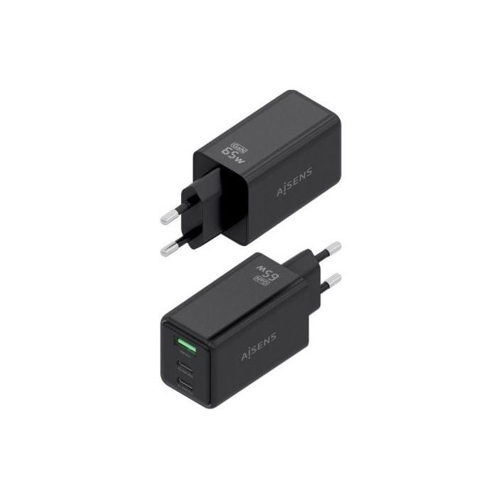 Cargador de Pared GaN Aisens ASCH-65W3P073-BK/ 2xUSB Tipo-C/ 1xUSB/ 65W/ Negro 2 Cargador de Pared GaN Aisens ASCH-65W3P073-BK/ 2xUSB Tipo-C/ 1xUSB/ 65W/ Negro 2