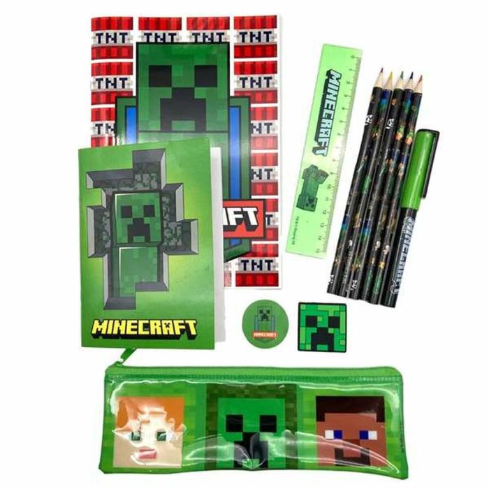 Set De Papelería Minecraft con 12 articulos. 29.5 X 25 X 3 Cm.