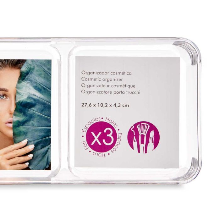 Bandeja Organizadora Multiusos 3 Huecos Berilo 27.5x4x10 cm - Transparente (48 Unidades) 3 Bandeja Organizadora Multiusos 3 Huecos Berilo 27.5x4x10 cm - Transparente (48 Unidades) 3