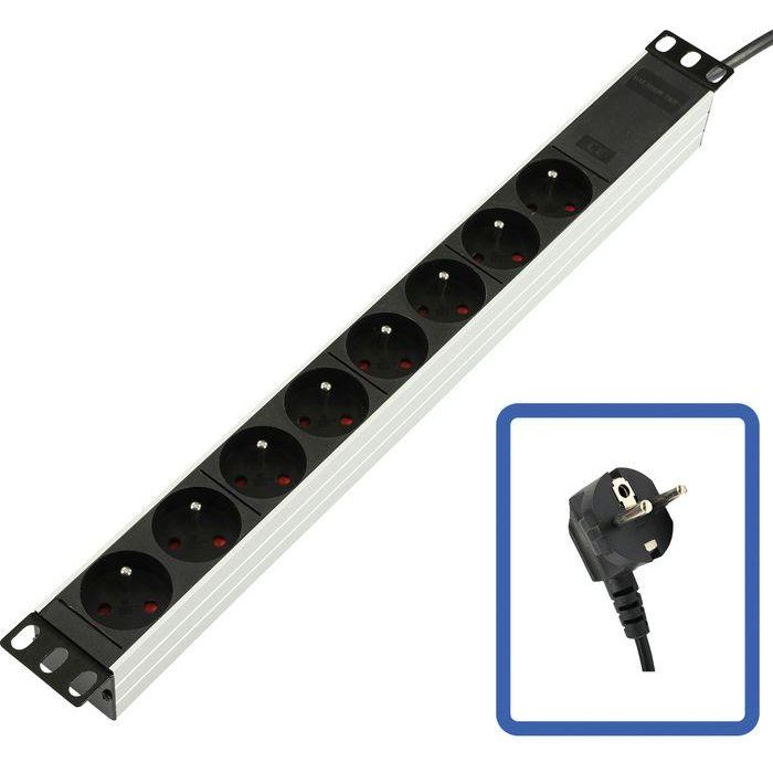 Lanview Regleta Rack 19'' 1U, 1,5m, 16A con 8 Tomas Schuko Tipo E Francés