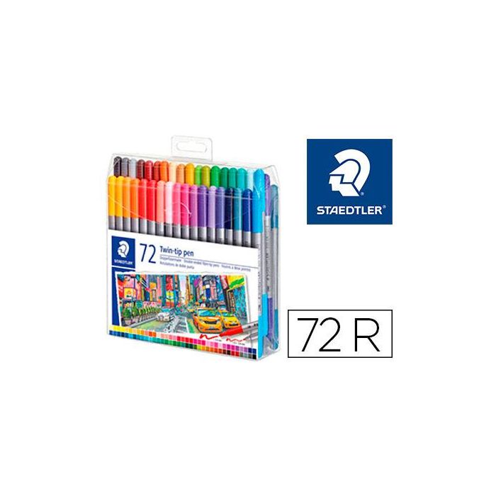 Rotulador Staedtler Doble Punta De Fibra 3200 Estuche De 72 Unidades Colores Surtidos