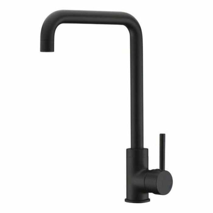 Rousseau Kiloo Grifo de Cocina Mezclador Negro, Sin Ducha de Mano, Ahorro Agua, Latón, Caño Móvil, Cartucho Cerámico Ø35mm