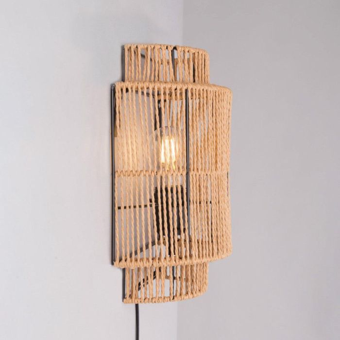 SKD-W1025 Aplique de Pared Mirpur Khas de Madera, Estilo Natural y Mediterráneo para Bombilla E27, para Salón, Comedor, Dormitorio 3