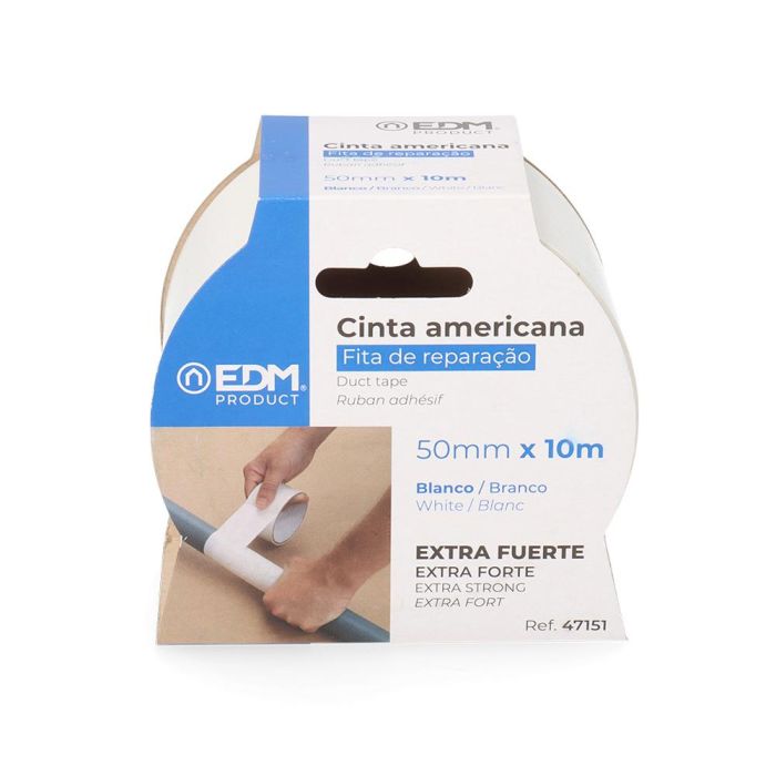 Edm Cinta multiuso americana 10m x 50mm blanca extra fuerte 1 Edm Cinta multiuso americana 10m x 50mm blanca extra fuerte 1