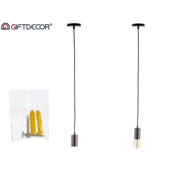 Lampara Colgante Acero Negro Giftdecor 10X94CM (12 Unidades) 4 Lampara Colgante Acero Negro Giftdecor 10X94CM (12 Unidades) 4