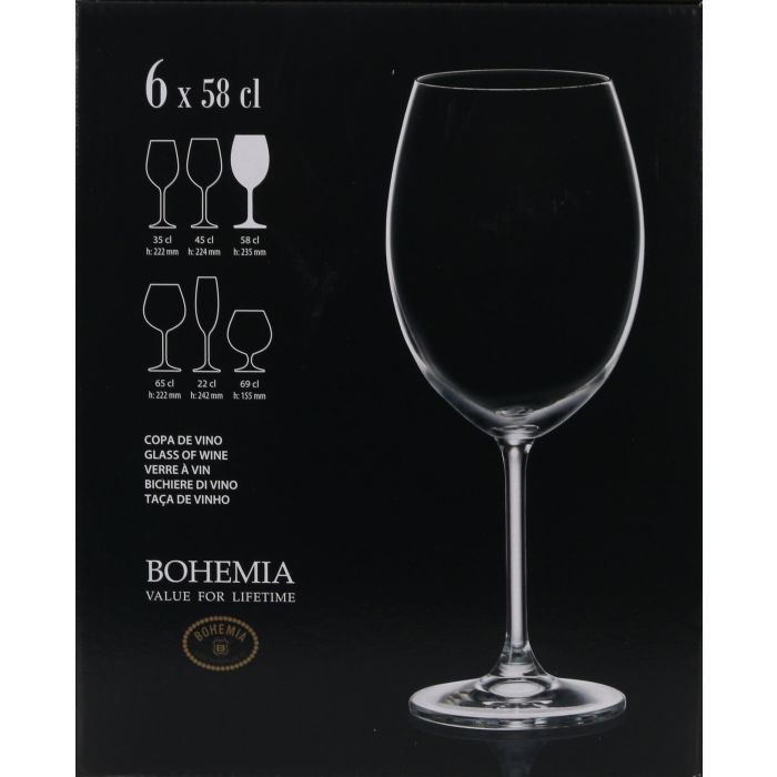 Bohemia Set 6 Copas de Vino Clara 580 cc, 7 cm x 9 cm x 23.5 cm (4 Cajas) 3