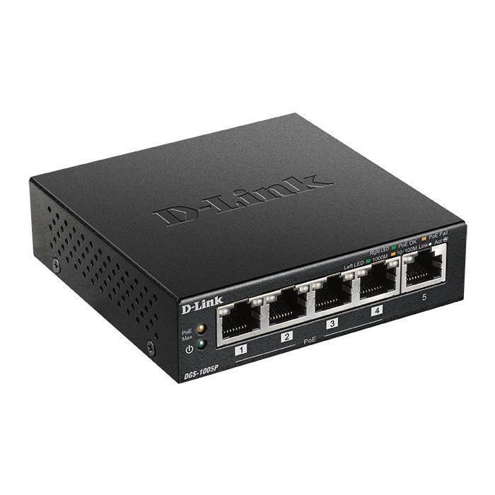 D-Link DGS-1005P/E Switch 5 Puertos Gigabit Ethernet RJ-45 PoE+ IEEE 802.3af/at 60W Power Budget Plug&Play EEE Silencioso 3