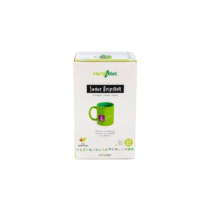 Herbodiet Infusión Suave Respirar con Eucalipto, Tomillo y Menta, 20 filtros