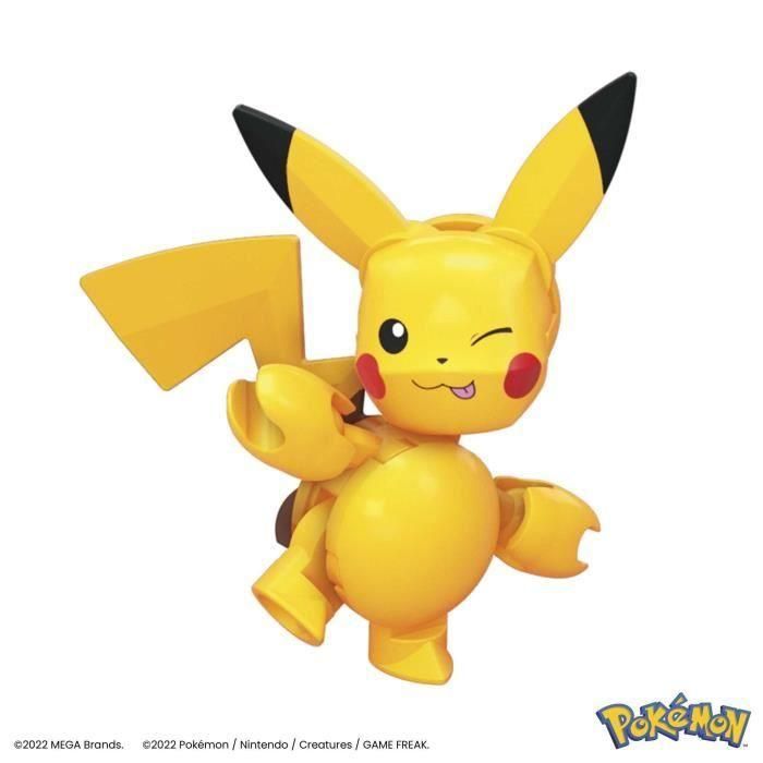 Mega Bloks Hkt23 - Set de Construcción Pokémon Evoluciones Pikachu, Pichu, Raichu Figuras Articuladas con Entorno Azotea 2