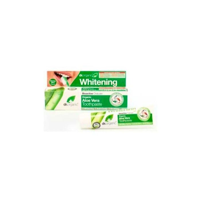 Dr. Organic Aloe Vera Pasta Dientes Blanqueadora Triple Acción. Calma Encías, Limpia Dientes. Con Sílice y Menta. Flúor 1000ppm. 100ml
