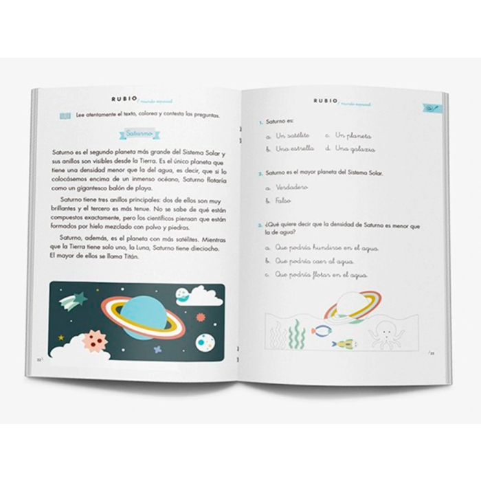 Rubio Cuaderno Mundo Espacial Competencia Lectora para Niños - Entrenamiento Lectura Comprensiva y Ejercicios 2