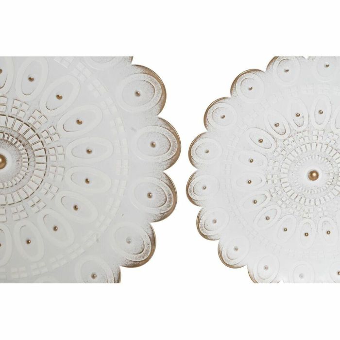 Decoracion Pared Moderno DKD Home Decor Blanco Dorado 2 x 35 x 35 cm Set de 5 (2 Unidades)