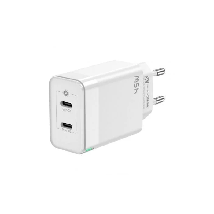 AISENS - CARGADOR GAN 45W, 2XUSB-C PD3.0 QC4.0, BLANCO 1 AISENS - CARGADOR GAN 45W, 2XUSB-C PD3.0 QC4.0, BLANCO 1