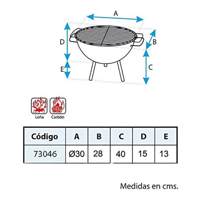 Barbacoa de sobremesa redonda con parrilla zincada ø30x28cm imex el zorro 1