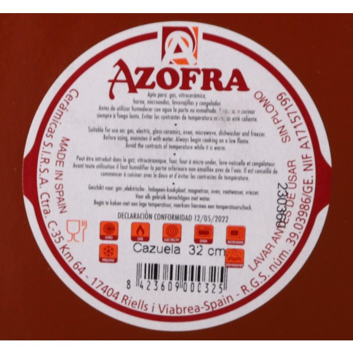 Cazuela de vitro 32 cm Azofra (3 Unidades) 1 Cazuela de vitro 32 cm Azofra (3 Unidades) 1