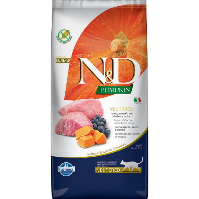 Farmina N&D Cat Pumpkin Neutered Cordero Arandano 5 kg