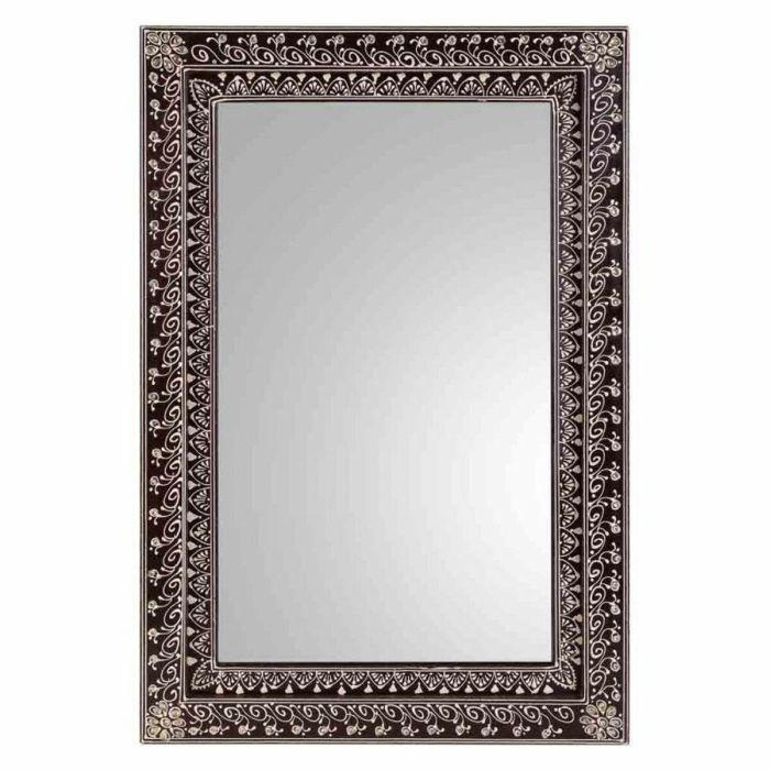 Espejo de pared Alexandra House Living Blanco Marrón 1 x 62 x 42 cm Rectangular